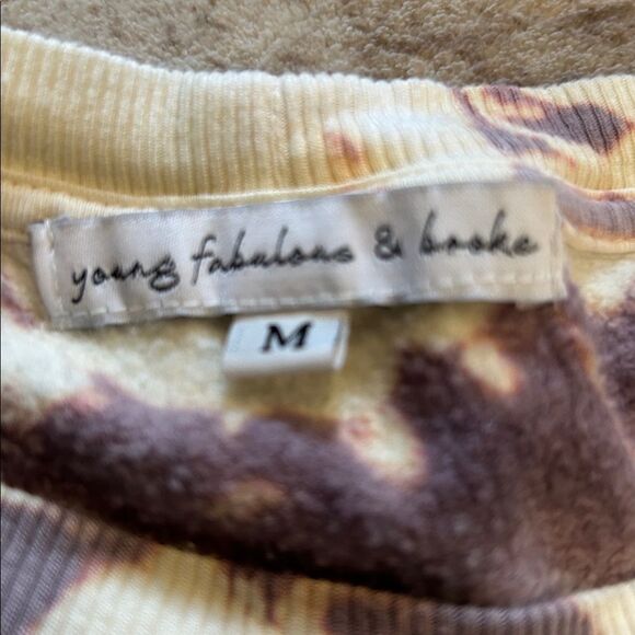 Young Fabulous & Broke Cream and Purple Tie-Dye Sweatshirt batwing med - Picture 2 of 6
